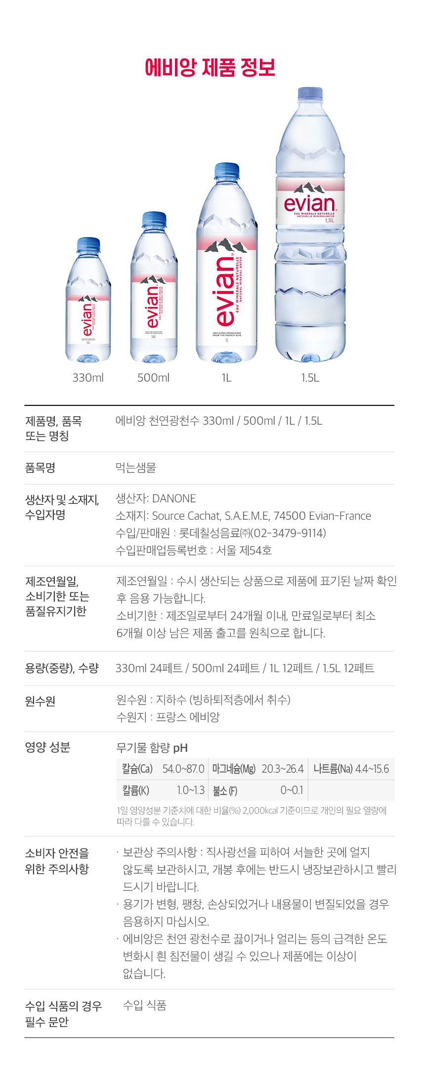 에비앙제품정보